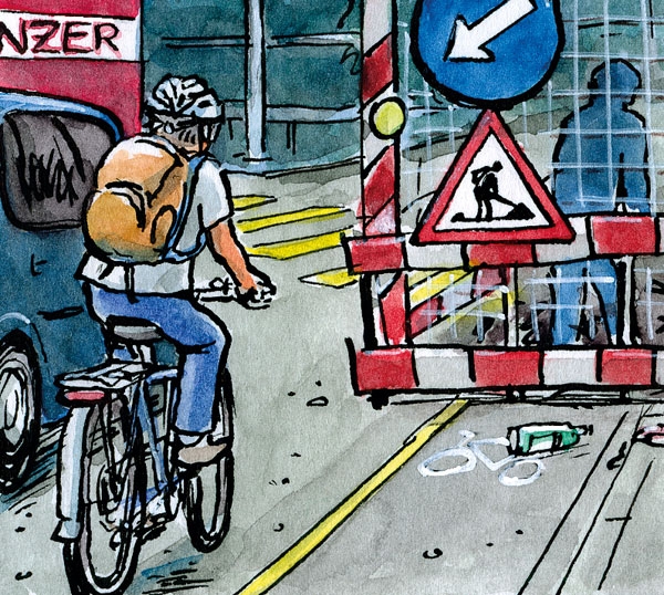 Fahrrad und Baustelle