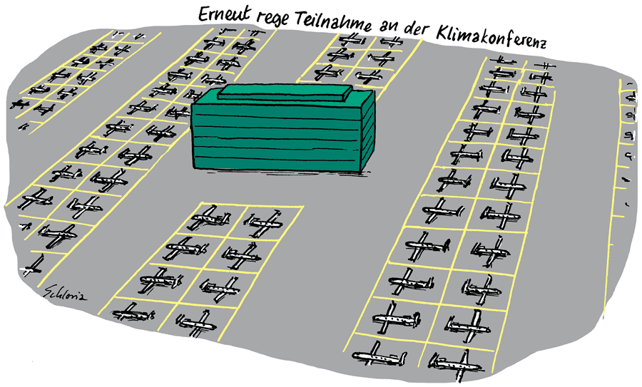 Cartoon: Erneut rege Teilnahme an der Klimakonferenz