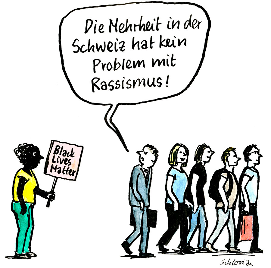 Cartoon: Mehrheit und Rassismus