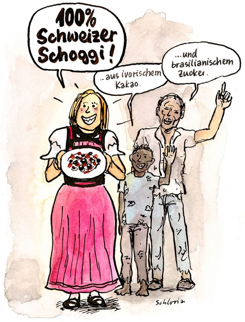 Cartoon Schweizer Schokolade