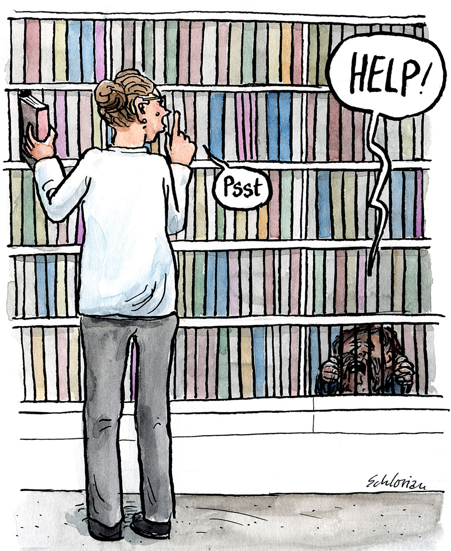 Cartoon: Bücher oder Gefängnis?
