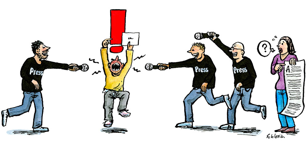 Cartoon Wutbürger und Presse