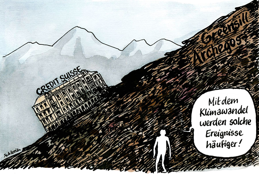 Cartoon Credit Suisse im Murgang