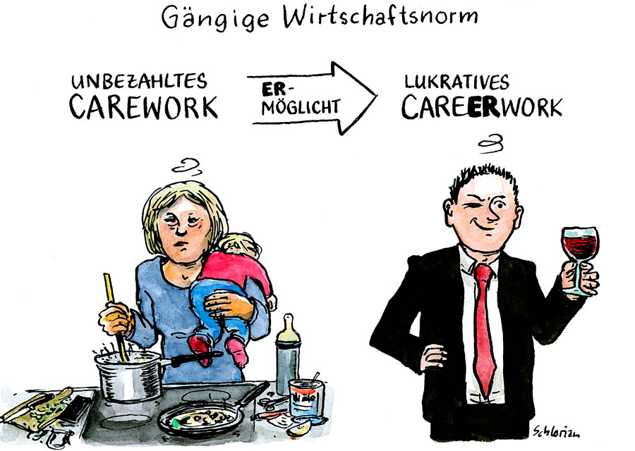 Cartoon Carework und Karriere