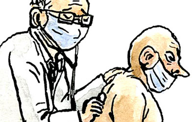 Cartoon Arzt und Patient