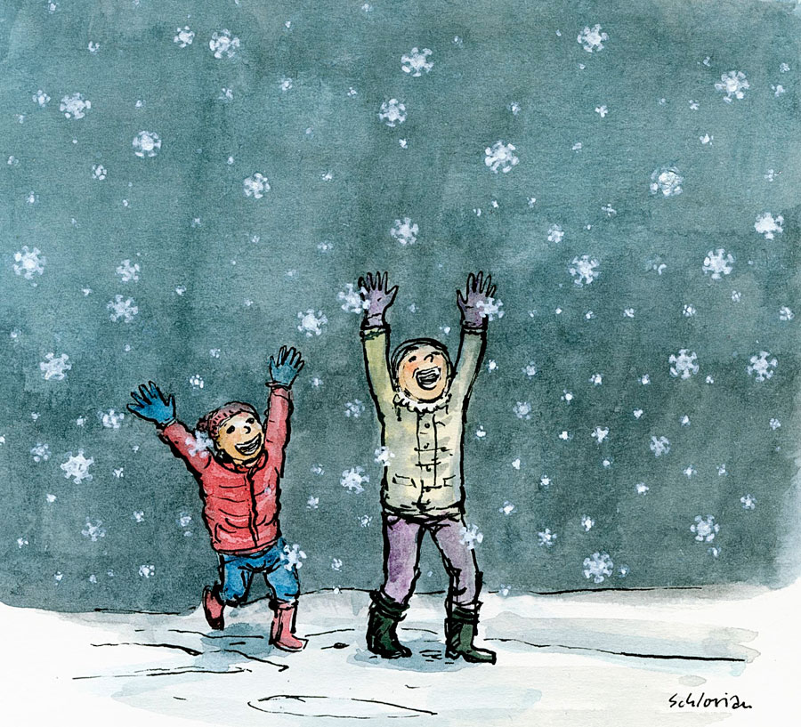 Cartoon Kinder Corona Schnee