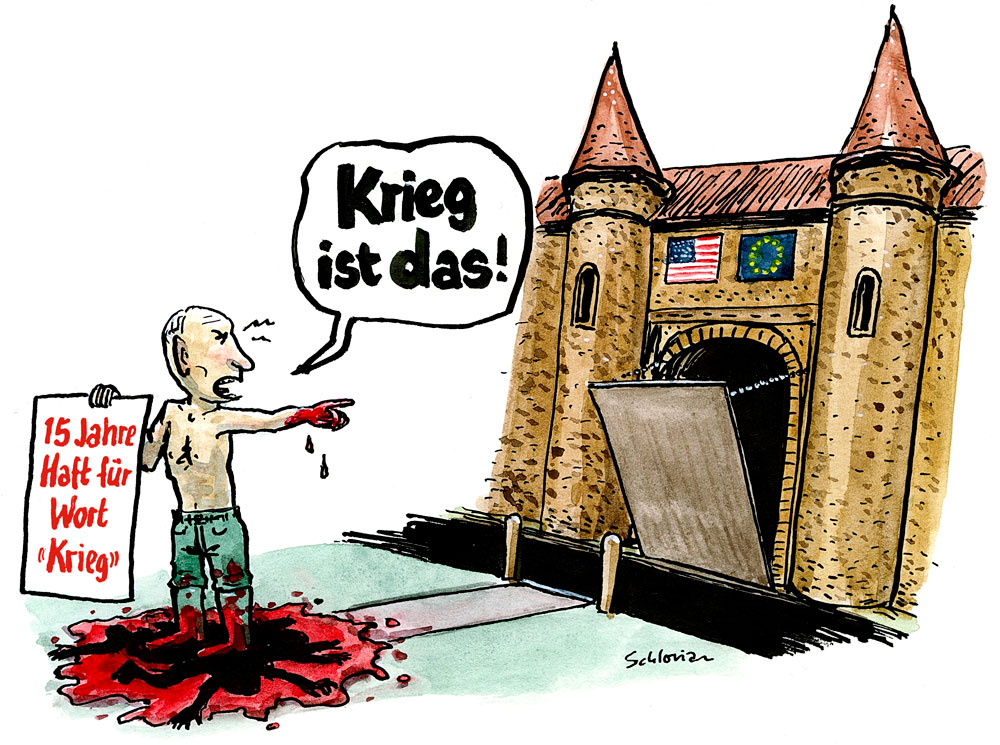 Cartoon Putin: Krieg ist das!