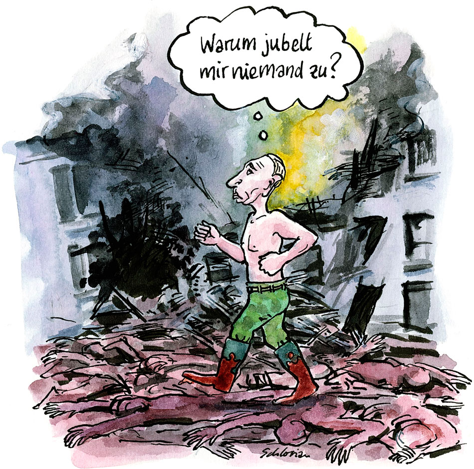 Cartoon Einmarsch Wladimir Putin