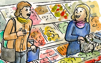 Cartoon Gemüse-Einkauf