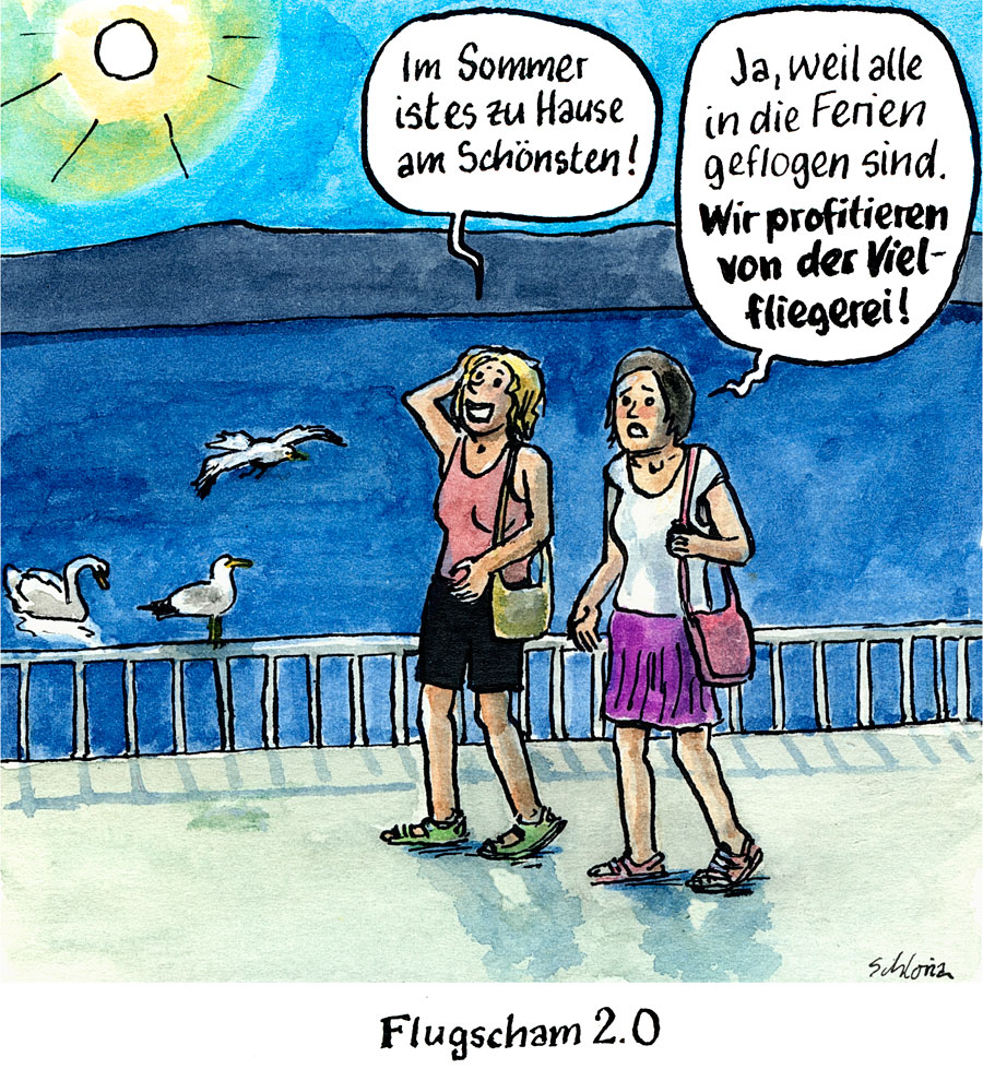 Cartoon Sommer Flugscham