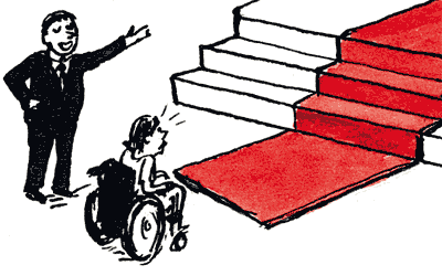 Cartoon Rollstuhl Treppe