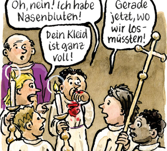 Ministrant mit Nasenbluten
