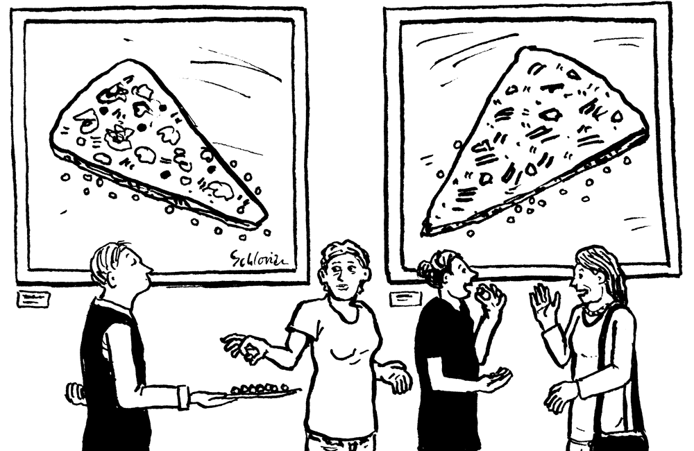 Pizzastücke als Kunst