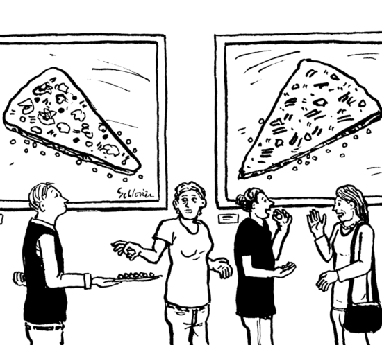 Pizzastücke als Kunst