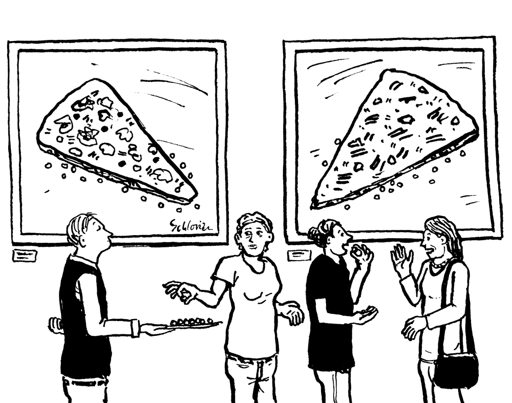 Pizzastücke als Kunst