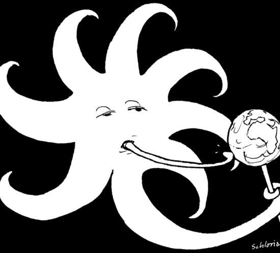 die Sonne schleckt einen Lollipop