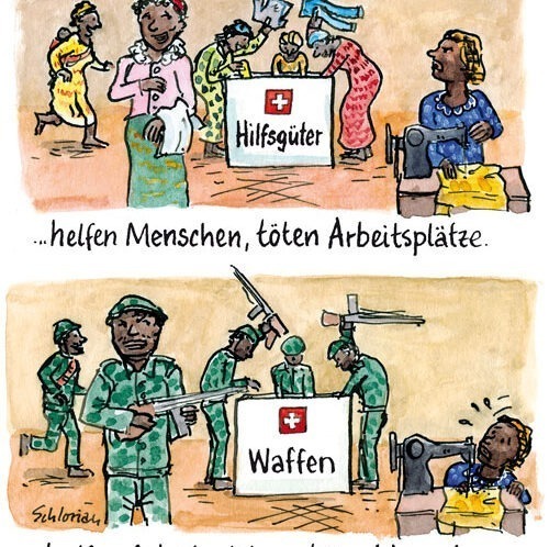 Vergleich Hilfsgüter und Waffen