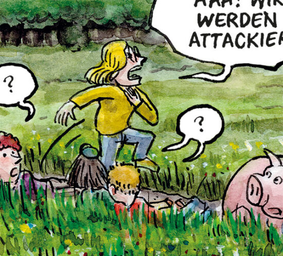 Attacke in der Wiese