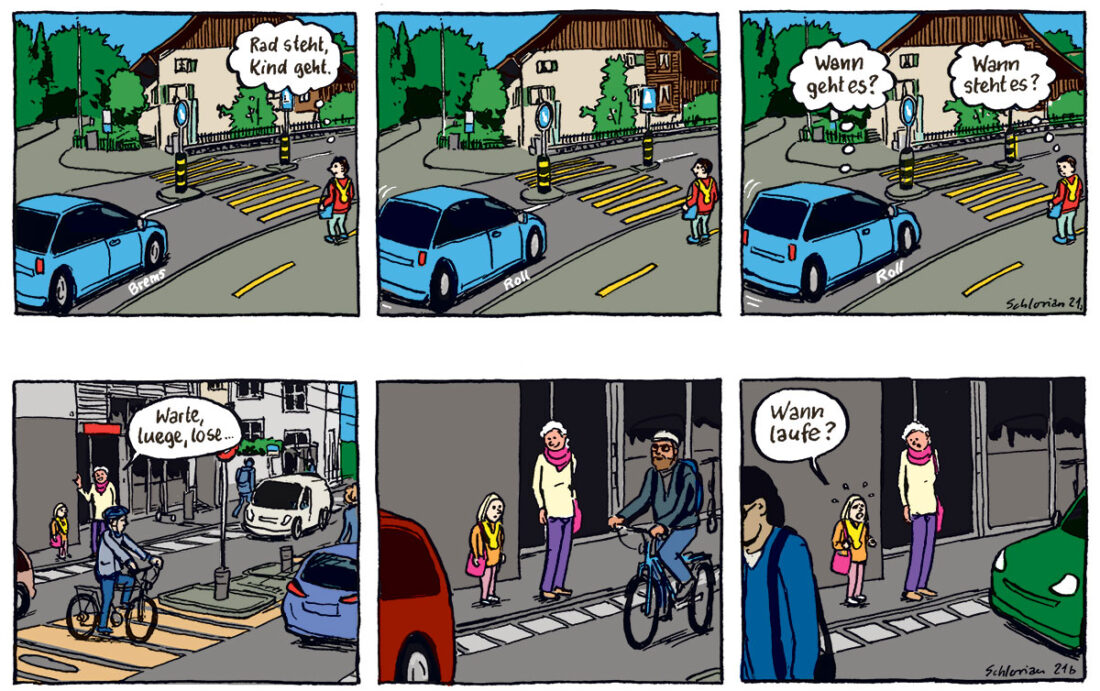 Wie überqueren Kinder die Strasse.