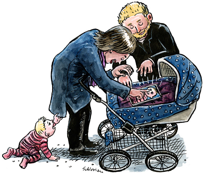 Eltern geben dem Handy mehr Aufmerksamkeit als dem Baby