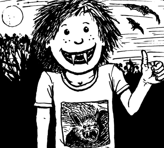 Kind mit Vampirzähnen