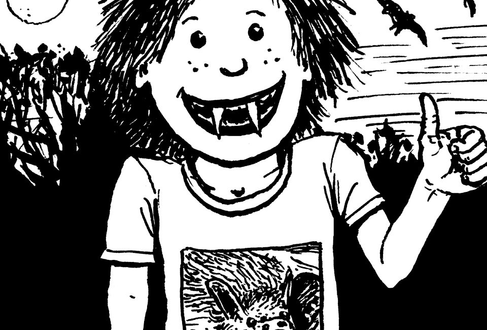 Kind mit Vampirzähnen