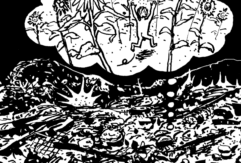 Der Soldat träumt von Sonnenblumen.