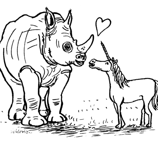 Liebe zwischen Nashorn und Einhorn.
