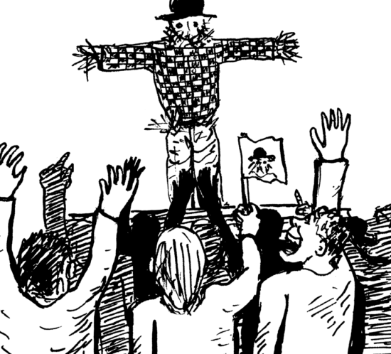 Vogelscheuche als Politik-Star