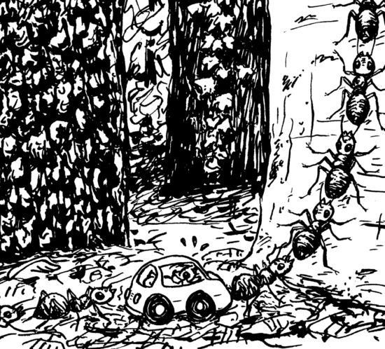 Ein Auto auf der Ameisenstrasse gerät in Schwierigkeiten.