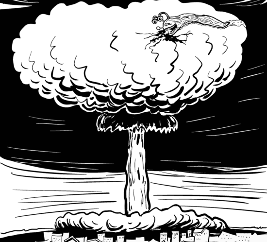 Atompilz mit Schnecke