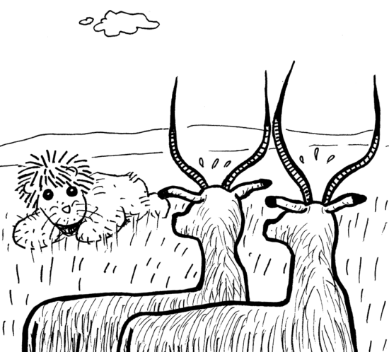 gfürchiger Löwe in der Savanne