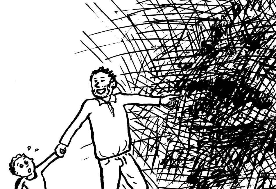 Vater und ängstlicher Sohn