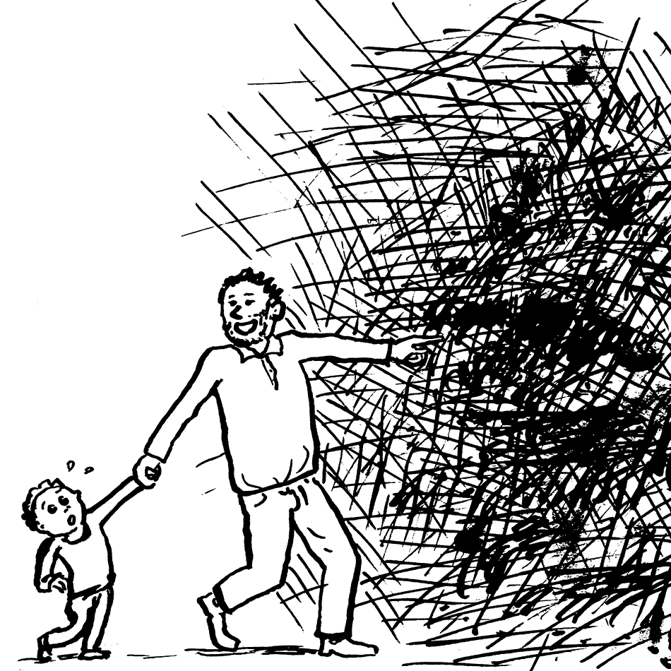 Vater und ängstlicher Sohn