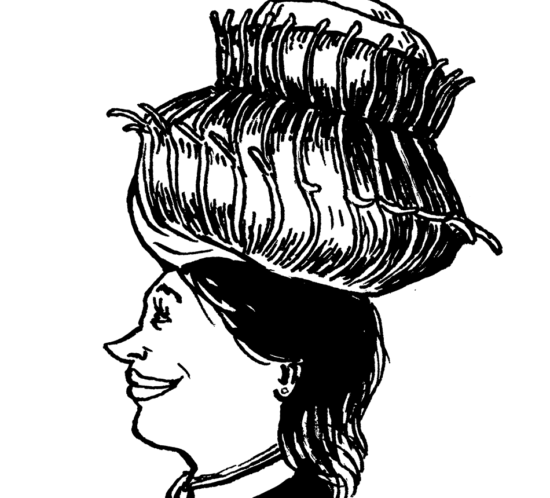 schmuckvoller Hut in Form einer Stachelschnecke