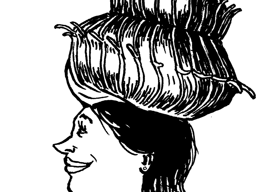 schmuckvoller Hut in Form einer Stachelschnecke