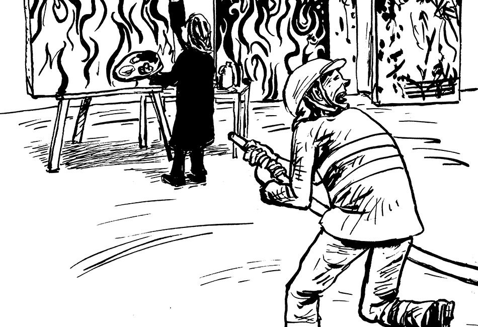 Feuer im Künstleratelier!