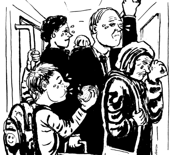 Zwiebel essen im Tram