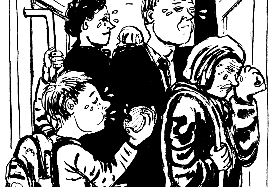 Zwiebel essen im Tram