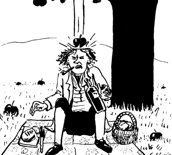 Newton erhält gerade eine Lektion.