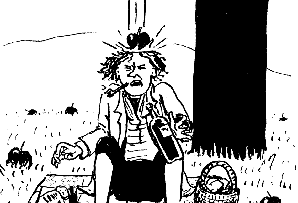 Newton erhält gerade eine Lektion.