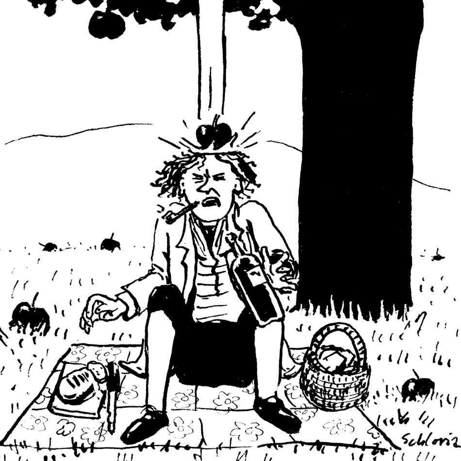 Newton erhält gerade eine Lektion.