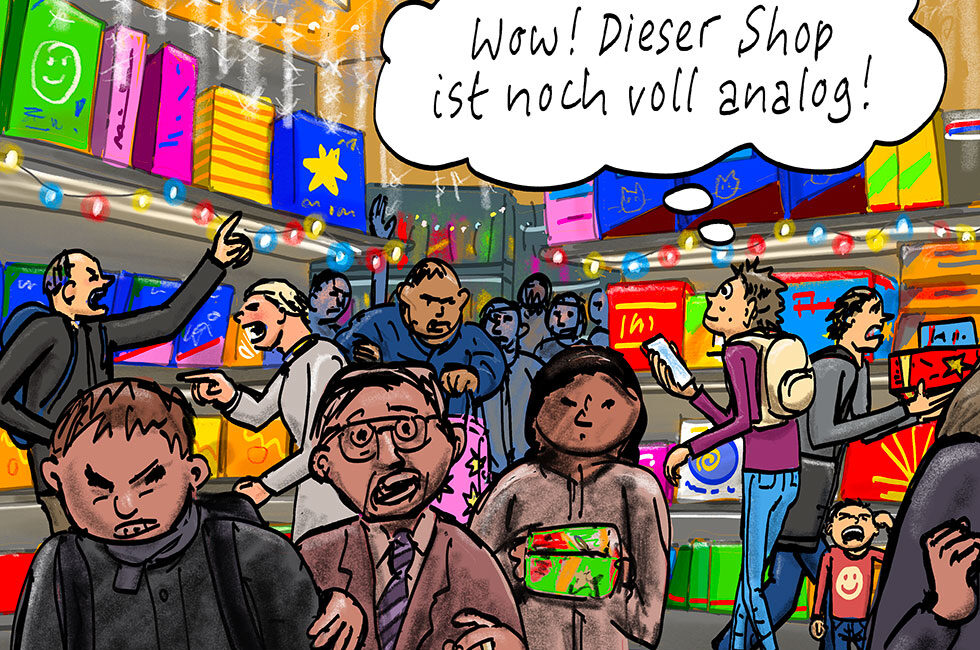 Dieser Shop ist noch voll analog!