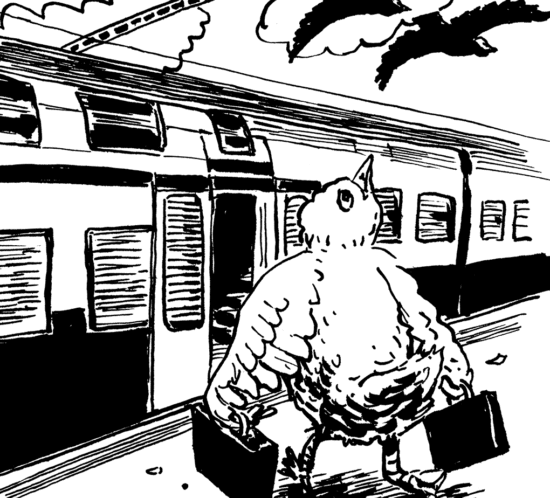 Vogel mit Koffern