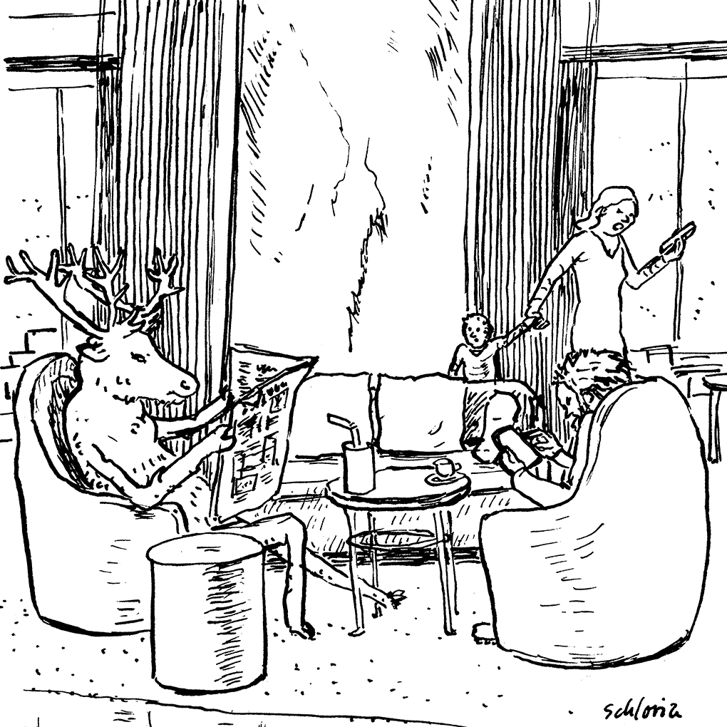 Rentier in Hotellounge